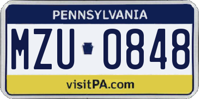 PA license plate MZU0848