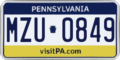 PA license plate MZU0849