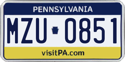 PA license plate MZU0851