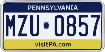 PA license plate MZU0857