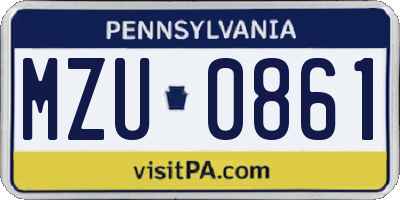 PA license plate MZU0861