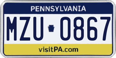 PA license plate MZU0867