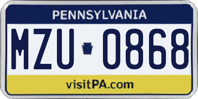 PA license plate MZU0868