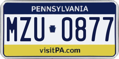 PA license plate MZU0877