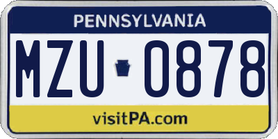 PA license plate MZU0878