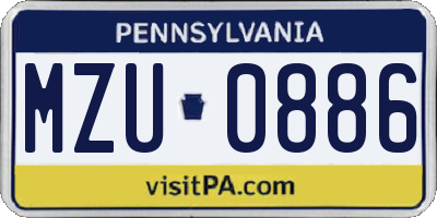 PA license plate MZU0886