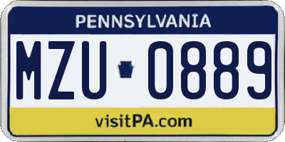 PA license plate MZU0889