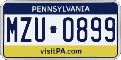 PA license plate MZU0899