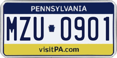 PA license plate MZU0901