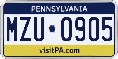PA license plate MZU0905