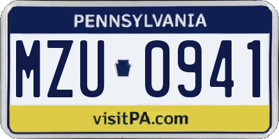 PA license plate MZU0941
