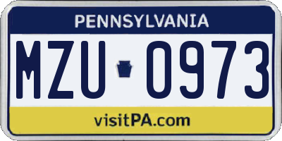 PA license plate MZU0973