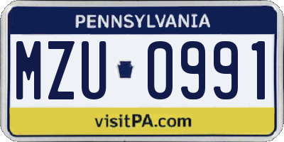 PA license plate MZU0991