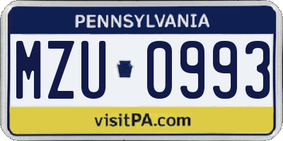 PA license plate MZU0993
