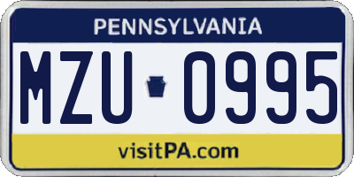 PA license plate MZU0995