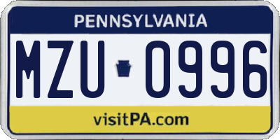 PA license plate MZU0996