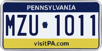 PA license plate MZU1011