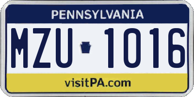 PA license plate MZU1016