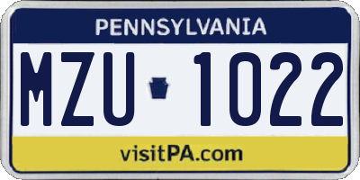 PA license plate MZU1022