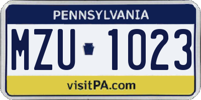 PA license plate MZU1023