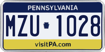 PA license plate MZU1028