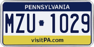 PA license plate MZU1029