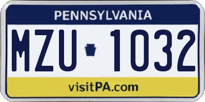 PA license plate MZU1032