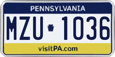 PA license plate MZU1036