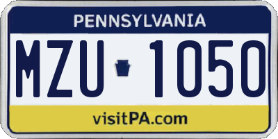 PA license plate MZU1050
