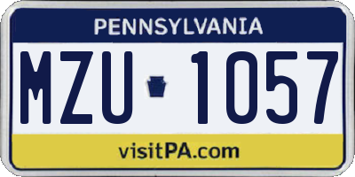 PA license plate MZU1057
