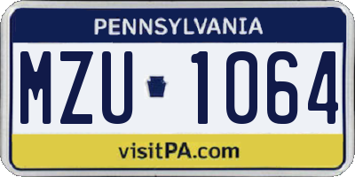 PA license plate MZU1064