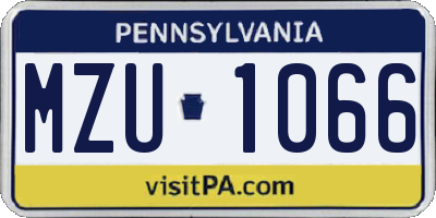 PA license plate MZU1066