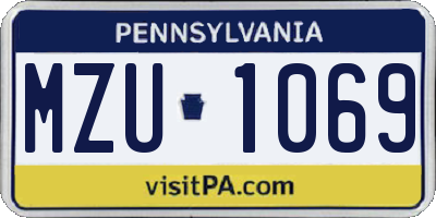 PA license plate MZU1069