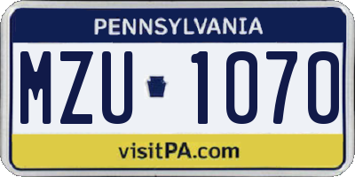 PA license plate MZU1070