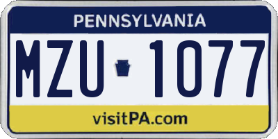 PA license plate MZU1077