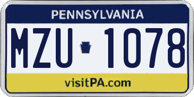 PA license plate MZU1078