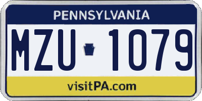 PA license plate MZU1079