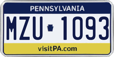 PA license plate MZU1093