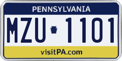 PA license plate MZU1101