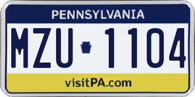 PA license plate MZU1104