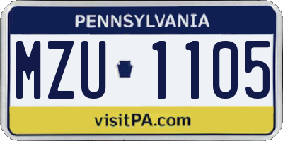 PA license plate MZU1105