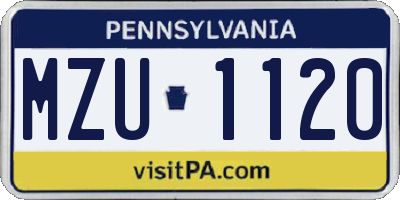 PA license plate MZU1120