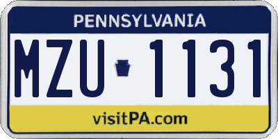 PA license plate MZU1131