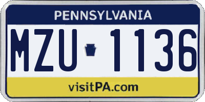 PA license plate MZU1136
