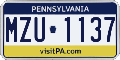 PA license plate MZU1137