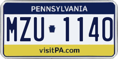 PA license plate MZU1140