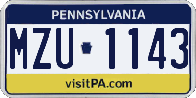 PA license plate MZU1143