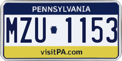 PA license plate MZU1153