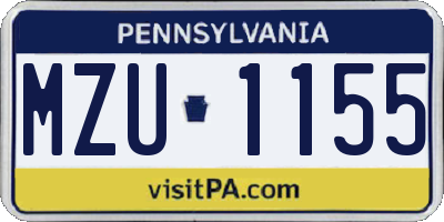 PA license plate MZU1155