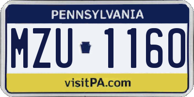 PA license plate MZU1160